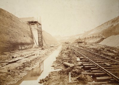 Walton Cutting, showing piers for swing Bridge and entrance to Warrington Docks by Thomas Birtles